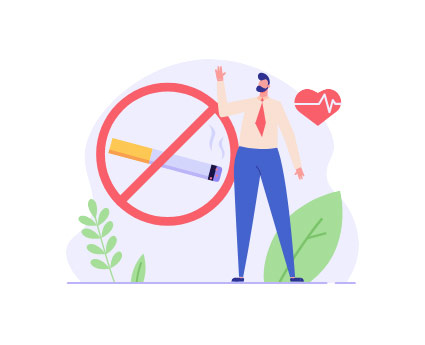 Illustration of a man with a no smoking symbol