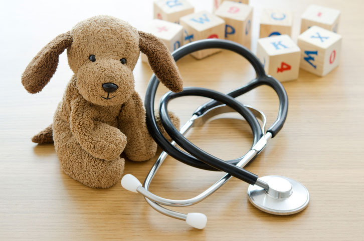 Stuffed dog and stethoscope